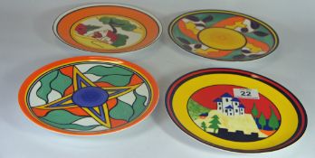 Wedgwood Clarice Cliff Limited Edition Collector Plates, Red Roofs, Blue Lucerne, Flamboyance and