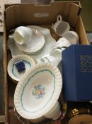 Tray comprising Minton Ardmore Open Vegetable Dish and Fruit Dishes, Minton White and Gold Tea