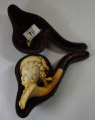 Best Vienna Meishchein Pipe decorated as a lady with Floral Head (burnt markings and slight damage