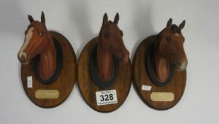 Beswick Connoissuer Racehorse Head - wallplaques The Minstrel, Troy (chip to ear) and Red Rum on