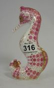 Royal Crown Derby Paperweight, Pink Sea - Horse