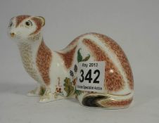 Royal Crown Derby Paperweight Stoat, Boxed -