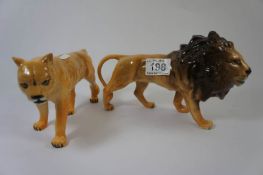Beswick Lion and Lioness Models 1506 and - 1507 (2)