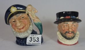 [ C3517R1/2/0 ] Royal Doulton Small Character Jugs Old Salt D6554 and Beefeaters D6233 (2)