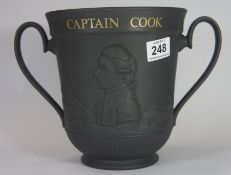 [ C103R2/4/0 ] Royal Doulton Two Handled Black Basalt Loving Cup, Captain Cook, with Box, Limited