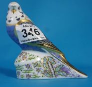 Royal Crown Derby Paperweight, Violet Budgerigar Boxed