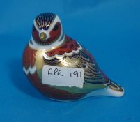 Royal Crown Derby Paperweight Chaffinch with 21st Anniversary Gold Stopper