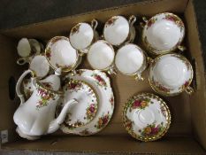 Tray of Royal Albert Old Country Roses to include Coffee Pot, Cream, Sugar, Cream Soup Cups,
