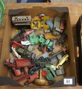 Tray consisting Meccano, Dinky Cars, Trucks and Steam Engines (approx 25)