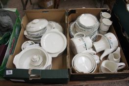 Royal Doulton Juno Tableware consisting Flan Dish, Tureens, Plates, Milk, Cream, Cups, Saucers,
