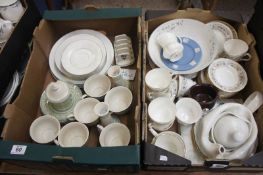 Two trays of Mixed items to include Royal Doulton Lace Point Plates, Duchess Albany Cups, Saucers