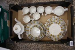 Tray comprising Midwinter Sienna in Autumnal Colours comprising Coffee Pot, Salad Bowl, Plates,