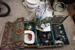 Four Trays to consist of Gas Mantle Lamps, Stirrup Pumps, Door Knobs, Handles, Hinges, Carpets etc