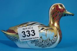 Royal Crown Derby Paperweight, Gold Duck Boxed