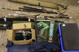 Lot to contain a Large Amount of Fishing Rods, Reels and Other Related Equipment (approx 30)