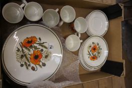 Tray of Meakins Ironstone Ware Poppy Design comprising Plates, Cups, Saucers etc (approx 25)