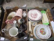 Tray of Plates, Vases, Coasters, Mugs, Candlesticks, Glassware etc approx (45)
