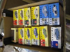 Tray comprising Lledo Vanguard Die Cast Replica Vans / Cars to include Austin A35, Austin Seven,