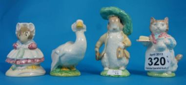 Royal Albert Beatrix Potter Figures Rebeccah Puddle Duck, Mrs Ribby, Benjamin Bunny and The Old