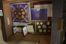 A collection of Various Proof Coin Sets including The Official Diana Princess of Wales £5 Memorial