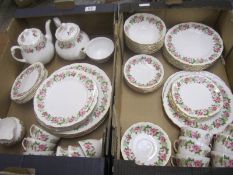 Two Trays featuring a Large Collection of Colclough Ridgway Pink and Cream Rose Floral Dinner and