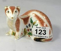 Royal Crown Derby Paperweight Stoat, Boxed