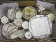 A collection of Pottery to include Royal Vale China Tea Set, A Paragon Domino Tea Set, Commemorative