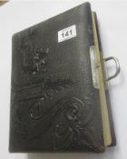 Leather Embossed Photo Album with Many Victorian Photos inside