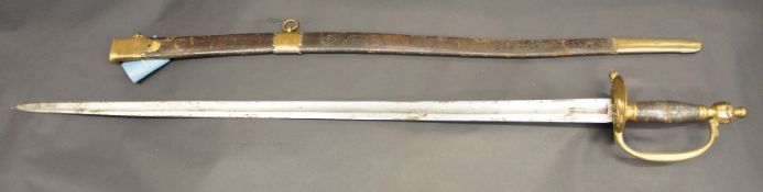 1976 Pattern Infantry Officers Sword with Leather Scabbard, Decorative Blade and in Good Condition