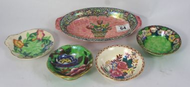 A collection of Mailing Small Dishes decorated with Various Flowers and a Newhall Boumierre Ware