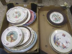 A collection of Two Trays featuring various Plates from Aynsley, Oval Plates Hunting Scenes, Royal