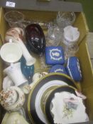 A collection of various Pottery and Glassware to include Wedgwood Jasper Commemoratives, Cut Glass