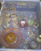 A collection of various Glassware to include Decanter, Glasses, Bowl, Grapefruit Dishes and a Set of