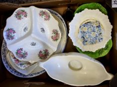 A collection of Pottery to include Large Oval Platters, Aynsley Rose Garden Hordoeveue Dish, Beswick