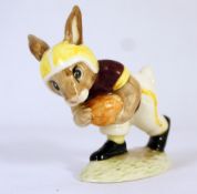 Royal Doulton Touchdown Bunnykins DB29B, Maroon and Yellow colourway, limited edition for Boston