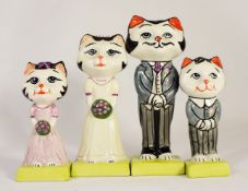 Lorna Bailey set of Cats from Lornas Wedding comprising Bride, Groom, Bridesmail and page boy,
