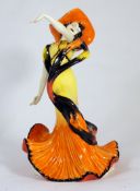 Lorna Bailey figure of Dancing Lady, height 18cm  (little finger end chipped)
