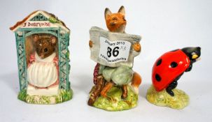 Royal Albert Beatrix Potter Figures Foxy Reading, Mother Ladybird and Miss Dormouse all BP6a (3)