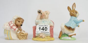 Beswick Beatrix Potter Figures Little Pig Robinson Spying, BP3c, Peter Rabbit BP3b and Mrs