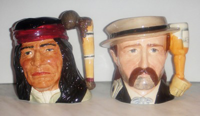 Royal Doulton Character Jugs Wild West Geronimo D6733 and Wild Bill Hicock D6736 (2)