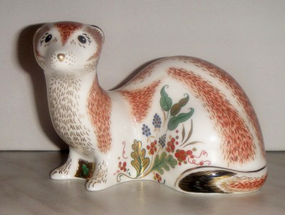 Royal Crown Derby Paperweight, Stoat