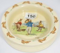 Royal Doulton Bunnykins Nurseryware Bowl dated 1939-1955 depicting a Golfing Scene