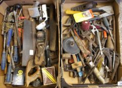 Two Tray`s comprising used Hand Tools to include Saws, Plains, Monkey Wrenches and other assorted