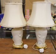 Two Calla Lily Lamps approx 33cm Tall with Shades (2)