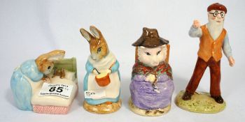 Royal Albert Beatrix Potter Figures Mrs Rabbit Cooking, And this Pig Had None, Mr McGregor and Peter