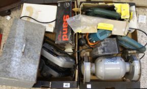 Two Trays comprising House Clearance Power Tools all untested and sold as spares to include Bench