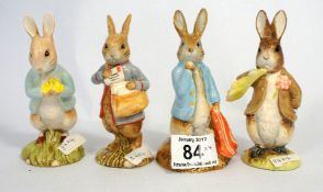 Royal Albert Beatrix Potter Figures Peter and the Red Pocket Handkerchief, Peter with Postbag,