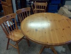 Pine Extendable Kitchen Table and Four Chairs