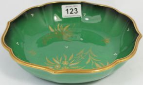 Carltonware Vert Royale Green Gilt Edged Bowl Decorated with Gold Flowers and Leaf
