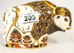 Royal Crown Derby Paperweight Bison, Boxed